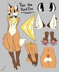  anthro brown_fur canine cute digitigrade ear_piercing facial_markings featureless_crotch fox fur gloves_(marking) male mammal markings model_sheet multicolored_fur neckerchief nude orange_fur pan_(sheepish) piercing red_fox sheepish socks_(marking) solo white_fur 