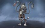  2016 4_arms 4_toes 5_fingers abs absurd_res anthro armor belt black_fur black_spots bracers bulge claws clothed clothing crossed_arms digital_media_(artwork) displacer_beast feline front_view full-length_portrait fur grey_fur hands_on_hips hi_res knee_pads leopard male mammal multi_arm multi_limb paws penis_outline portrait signature smaller_version_at_source snow_leopard solo spikes spots spotted_body standing tentacles tkashi tochka toe_claws toes underwear whiskers white_fur yellow_eyes yellow_sclera 