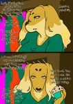  anthro big_breasts breasts canine clothed clothing dialogue digital_media_(artwork) dog dogmom english_text female food hair hi_res looking_at_viewer mammal mature_female open_mouth saluki simple_background solo text unknown_artist 