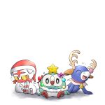  alternate_color antlers christmas_lights creatures_(company) game_freak gen_7_pokemon hat highres kashiwa_(3920kashiwa) litten nintendo pokemon pokemon_(game) pokemon_sm popplio reindeer_antlers rowlet santa_hat shiny_pokemon star 