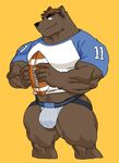  american_football anthro big_muscles bulge canine clothing football_(disambiguation) jockstrap male mammal manly muscular muscular_male portrait pose shirt simple_background solo sport syukapong thick_thighs underwear 