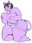  2017 angstrom anthro belly big_breasts big_butt biped black_hair blue_hair blush breast_squish breasts butt cat catty_(undertale) covering covering_breasts covering_crotch digital_media_(artwork) ear_piercing feline female freckles hair hand_on_breast holding_breast huge_breasts kneeling looking_at_viewer mammal multicolored_hair navel nude one_eye_closed overweight overweight_female piercing pose seductive simple_background smile solo thick_thighs tongue tongue_out two_tone_hair undertale video_games voluptuous wide_hips wink 