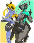  &lt;3 alien balls big_penis blue_cum breasts colored_cum cum dickgirl harkoner intersex mesa_(warframe) not_furry nyx_(warframe) orange_cum penis tenno unusual_cum video_games warframe 