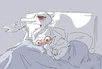  :3 after_sex alligator bea_(nitw) bed blush breast_grab breasts cat crocodilian feline female female/female hand_on_breast mae_(nitw) mammal night_in_the_woods nipples nobby_(artist) red_eyes reptile scalie smoking 