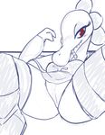  2017 alligator ankh anthro bea_(nitw) black_and_white blouse blush breasts cigarette claws clothing crocodilian dress eyelashes kl0ndike klondork legwear logo lying monochrome night_in_the_woods panties red_eyes red_irises reptile resting scalie sitting sketch smoke smoking socks stockings sweater symbol thigh_highs thigh_socks underwear 