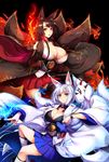  akagi_(azur_lane) animal_ears azur_lane kaga_(azur_lane) kitsune ouma_tokiichi tail 