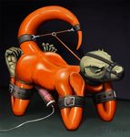  all_fours bdsm bitchsuit bondage bound cum erection eyes_closed forced forced_orgasm fully_bound humanoid_penis lizard machine male milking_machine mitokep muzzle_(object) muzzled orgasm penis penis_milking reptile rubber scalie solo tail_bondage 