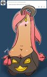  3_fingers :o blush breasts clothed clothing english_text female flashing ghost gourgeist hair hi_res long_hair looking_at_viewer nintendo nipples oddbaillie open_mouth pink_hair pok&eacute;mon pok&eacute;mon_(species) solo spirit teeth text undressing video_games yellow_eyes 