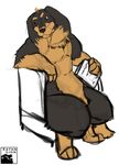  anthro canine chair dachshund digitigrade dog dog_&amp;_scissors guide_lines kazuhito_harumi male mammal muscular paws pecs raised_eyebrow sitting solo thick_thighs xatanlion 