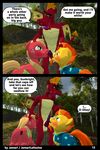  2017 3d_(artwork) anthro ball_lick balls big_macintosh_(mlp) blush clothing cock_licking comic digital_media_(artwork) dragon erection forest friendship_is_magic garble_(mlp) group group_sex jamari licking male male/male membranous_wings my_little_pony oral penis precum scales scalie sex standing threesome tongue tongue_out tree wings 