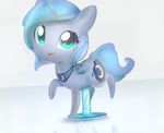  2017 bandanna cosmic_hair cub cute cutie_mark equine feathered_wings feathers female figurine friendship_is_magic hair horn looking_at_viewer mammal mirroredsea my_little_pony open_mouth princess_luna_(mlp) reflection short_hair simple_background smile solo solo_focus teal_eyes white_background winged_unicorn wings young 