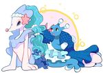  blue_eyes blue_hair brionne evolution fins gen_7_pokemon highres open_mouth pen_(avacadoprince) pokemon pokemon_(creature) pokemon_(game) pokemon_sm popplio primarina smile tail tail_fin 