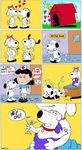  &lt;3 brian_griffin canine cigarette collar dog english_text family_guy female lucy_van_pelt male mammal peanuts pregnant shadman snoopy text 