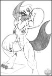  absol breasts female flexing mike_argentum_(artist) muscular nintendo nude pok&eacute;mon pok&eacute;mon_(species) sketch solo video_games 