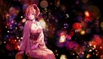  blonde_hair flowers japanese_clothes kimono nakiri_erina purple_eyes ribbons rose shokugeki_no_soma short_hair tagme_(artist) watermark 