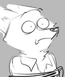  absurd_res anthro canine clothing disney fox fur greyscale hi_res mammal monochrome nick_wilde reaction_image rope scared sketch solo thelittlemetermaid zootopia 