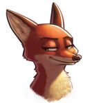  2017 anthro bust_portrait canine disney fox fuel_(artist) green_eyes half-closed_eyes looking_at_viewer male mammal nick_wilde portrait simple_background solo white_background zootopia 
