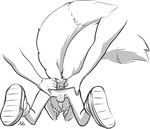  anthro anus aogami balls canine fox gaping gaping_anus male mammal miles_prower monochrome penis sonic_(series) stretched_anus 