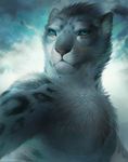  2017 anthro blue_eyes digital_media_(artwork) feline fur grey_fur juliathedragoncat leopard male mammal solo whiskers white_fur 