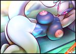  anthro areola arm_above_head big_breasts big_butt breast_squish breasts butt female huge_breasts huge_butt legendary_pok&eacute;mon lugia lying nintendo nipples pok&eacute;mon pok&eacute;mon_(species) r-mk raised_tail red_eyes solo thick_thighs tongue tongue_out video_games wide_hips 
