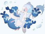  2016 blue_body blush bubble cute fangs feral mammal marine nintendo nymria pinniped pok&eacute;mon pok&eacute;mon_(species) popplio primarina simple_background size_difference swimming underwater video_games water white_background 