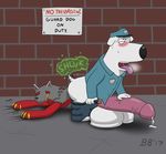  balls blush brian_griffin butt canine dog family_guy fart mammal penis police sweat tongue tongue_out 