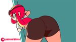  2017 animated anthro blush butt butt_jiggle cephalopod clothing digital_media_(artwork) diives english_text eyewear female goggles hair inkling invalid_tag looking_back marine midriff nintendo not_furry open_mouth pink_hair presenting presenting_hindquarters rear_view red_eyes shorts solo splatoon squid startled surprise tentacle_hair tentacles text video_games 