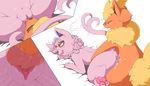  3_toes all_fours animal_genitalia animal_penis aria_the_espeon blush canine_penis clitoris cum cum_in_pussy cum_inside cunnilingus curly_hair digital_media_(artwork) doggystyle duo eeveelution espeon eyes_closed eyewear female feral flareon forked_tail from_behind_position glasses hair hi_res looking_back looking_pleasured male male/female mostly_nude nintendo nude open_mouth oral orgasm_face pata paws penetration penis pok&eacute;mon pok&eacute;mon_(species) pussy pussy_close-up pussy_juice sex smile toes torogao vaginal vaginal_penetration video_games white_pupils yellow_sclera 