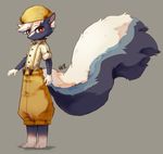  2017 animal_crossing anthro barefoot claws clothed clothing fur hat kicks_(animal_crossing) male mammal nenheixiye nintendo pants shirt skunk solo suspenders thick_tail toe_claws video_games 