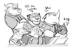  2016 anthro benjamin_clawhauser bovine buffalo canine cheetah chief_bogo clothing comic dialogue disney dravening feline fur greyscale group hand_on_head male mammal monochrome necktie officer_fangmeyer officer_mchorn police police_uniform shirt simple_background sketch t-shirt tiger uniform wolf wolford zootopia 