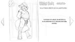  anthro balls canine character_selection concept_art digital_media_(artwork) english_text fox furfragged gui hi_res male mammal monochrome penis sketch solo text tight_underwear 