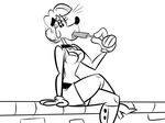  anthro breasts canine clothed clothing disney female line_art mammal mickey_mouse_shorts monochrome sitting tooneyd 