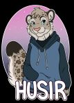  anthro badge digital_media_(artwork) felid feline hi_res male mammal pantherine rhari snow_leopard 