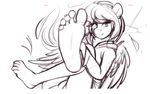  2017 anthro clothing darkhazard equine feathered_wings feathers feet female foot_focus hair humanoid_feet looking_at_viewer mammal my_little_pony pegasus smile soles solo underwear wings 