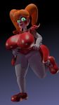  3d_(artwork) animatronic baby_(fnafsl) big_breasts big_butt breasts butt digital_media_(artwork) female five_nights_at_freddy&#039;s green_eyes hair hi_res huge_breasts huge_butt humanoid looking_at_viewer lowpoly machine not_furry orange_hair ponytails robot simple_background sister_location video_games 