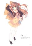  absurdres aqua_eyes bangs blush box brown_hair cardboard_box eyebrows_visible_through_hair full_body hair_ornament hair_ribbon hand_on_hip highres holding holding_box loafers long_hair long_sleeves looking_at_viewer mayoi_neko_overrun! mitsumi_misato official_art open_mouth page_number pleated_skirt ribbon scan school_uniform serafuku serizawa_fumino shoes simple_background skirt solo thighhighs two_side_up white_background white_legwear zettai_ryouiki 