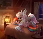  2017 anus blush cutie_mark detailed_background dock duo equine eye_contact feathered_wings feathers female female/female feral fire fireplace fleetfoot_(mlp) friendship_is_magic hair hi_res hooves inside lying mammal multicolored_hair my_little_pony on_back pegasus pussy rainbow_dash_(mlp) rainbow_hair smile tomatocoup underhoof wine_glass wings wonderbolts_(mlp) 