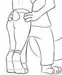  2016 animated anthro barefoot black_and_white butt canine clothed clothing disney duo female fox furgonomics hip_grab judy_hopps lagomorph male mammal monochrome nick_wilde rabbit simple_background standing tail_clothing tailwag tggeko tiptoes white_background zootopia 
