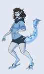  anthro breasts brown_hair claws clothed clothing dragon female fin footwear hair hi_res human mammal open_mouth sandals scalie simple_background solo surprise tail_growth thatweirdguyjosh torn_clothing transformation webbed_feet webbed_hands 