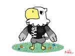  2017 animal_crossing animated anthro apollo_(animal_crossing) avian bald_eagle beak bird blush bounce clothed clothing dancing digital_media_(artwork) eagle feathers flipnote_studio grass keke low_res male nintendo outside signature simple_background smile solo toony video_games zipper 