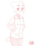 2017 anthro cartoon_network cat cerebropodrido clothing feline female frown half-closed_eyes hands_in_pockets jacket looking_at_viewer mammal monochrome nicole_watterson pose simple_background sketch solo standing the_amazing_world_of_gumball whiskers 