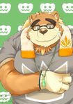  2017 anthro bear eyewear glasses hat male mammal moobs overweight overweight_male solo straw_hat tokyo_afterschool_summoners towel volos yuki_method 