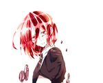  androgynous bad_id bad_pixiv_id black_neckwear closed_mouth colored_eyelashes crying crying_with_eyes_open crystal_hair gem_uniform_(houseki_no_kuni) houseki_no_kuni ito_(uin3477) looking_at_viewer mercury necktie red_eyes red_hair shinsha_(houseki_no_kuni) short_sleeves simple_background solo tears uniform upper_body white_background white_skin 