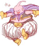  boots cape closed_eyes dragon_ball dragon_ball_z flower flying gloves happy majin_buu male_focus neko_ni_chikyuu open_mouth simple_background solo white_background 