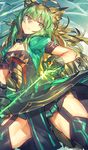  animal_ears atalanta_(fate) bow_(weapon) breasts eyebrows_visible_through_hair fate/grand_order fate_(series) gloves green_eyes green_hair highres long_hair melon22 small_breasts solo thighhighs weapon 