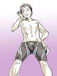  1boy abs bulge crotch goggles male_focus nipples solo sportswear swimwear topless tsukumo_gou wet 