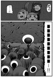  american_beaver_(kemono_friends) animal_ears beaver_ears black-tailed_prairie_dog_(kemono_friends) blush cerulean_(kemono_friends) comic godzilla godzilla_(series) greyscale highres kemono_friends kishida_shiki monochrome prairie_dog_ears shin_godzilla surrounded tears translated 