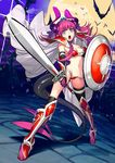  :o armor armored_boots ass_visible_through_thighs bat bikini bikini_armor black_legwear blue_eyes blue_ribbon boots breasts broadsword cape curled_horns dragon_horns dragon_tail elbow_gloves elizabeth_bathory_(brave)_(fate) elizabeth_bathory_(fate)_(all) fate/grand_order fate_(series) full_body full_moon gloves hair_ribbon highres holding holding_sword holding_weapon horns knee_boots long_hair loose_bikini medium_breasts moon navel night outdoors oversized_clothes pauldrons pink_hair pointy_ears red_armor red_bikini red_footwear ribbon shield shoes shoulder_armor silver_trim sokuse_kienta solo sparkle spiked_shoes spikes spread_legs standing strap_slip string_bikini swimsuit sword tail thighhighs tiara two_side_up v-shaped_eyebrows vambraces weapon white_cape 
