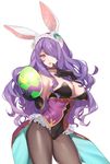  animal_ears bare_shoulders breasts bunny_ears bunny_girl bunnysuit camilla_(fire_emblem_if) cleavage detached_collar egg fake_animal_ears fire_emblem fire_emblem_heroes fire_emblem_if fishnet_pantyhose fishnets gloves hair_over_one_eye large_breasts lips long_hair looking_at_viewer pantyhose protected_link purple_eyes purple_hair solo tiara very_long_hair wavy_hair wrist_cuffs zuizi 