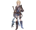  arthur_(granblue_fantasy) blonde_hair full_body granblue_fantasy looking_at_viewer male_focus minaba_hideo official_art order_of_the_white_dragon_uniform red_eyes shorts smile solo sword transparent_background weapon 